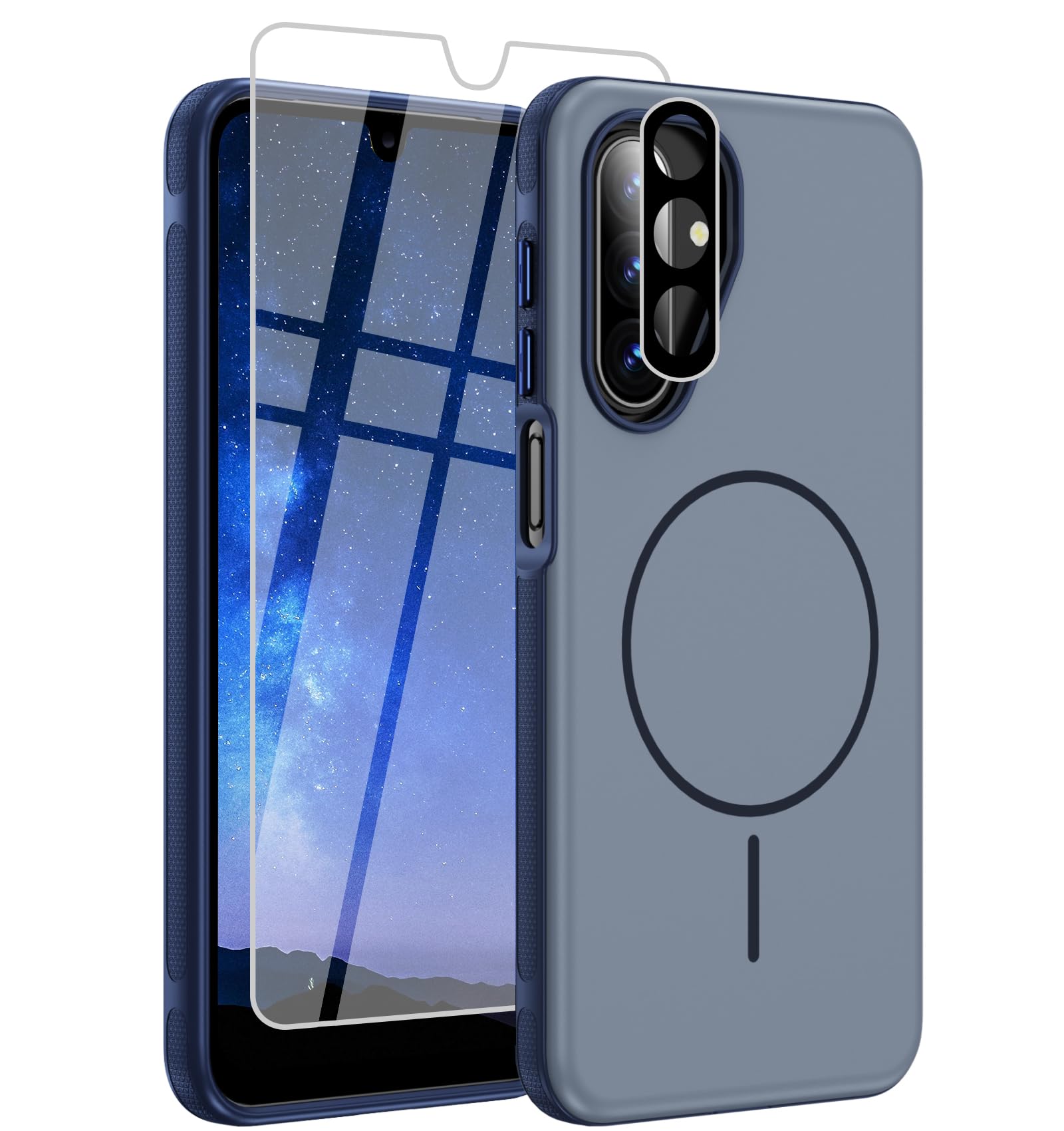 Bonkier for Samsung Galaxy A16 5G Phone Case[Compatible with Magsafe] [15 FT Military Grade Drop Protection] with Screen Protector & Lens Protector, Non-Slip Shockproof Case for Galaxy A16 5G (Blue)