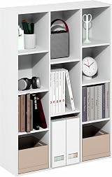 Furinno LUDER Book Shelf 11-Cube Reversible White 73.9W x 105.9H x 23.9D cm view 6