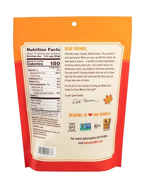 BOB’S RED MILL PAN-BAKED GRANOLA MAPLE SEA SALT, 11 OUNCE (PACK OF 2)