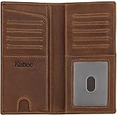 Kattee Men's Vintage Genuine Leather Long Wallet for Checkbook Credit Cards