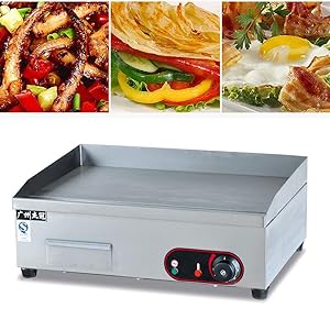 TFCFL Electric Griddle Grill Machine 3000 W Heavy Duty Adjustable Temperature Commercial Control Teppanyaki scoop machine