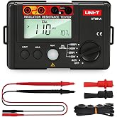 UNI-T Digital Megohmmeter UT501A Insulation Resistance Tester Multimeter, Electrician Megohm Meter, 125V/250V/500V/1000V Test Voltage, 0.01~200&Omega; Low Resistance Testing, 2000 Counts Auto Ranging