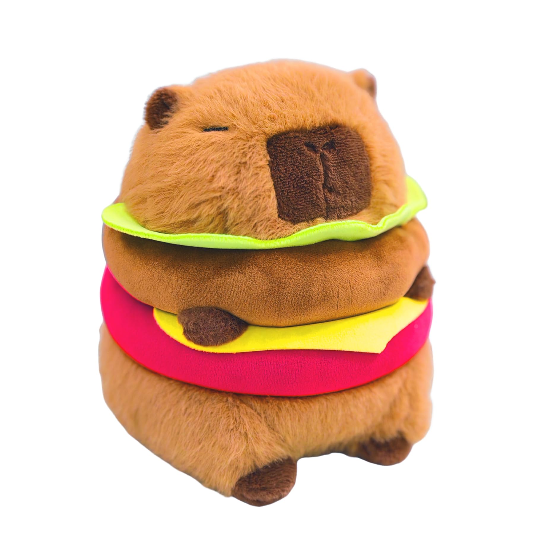 WAKSUN Capybara Hamburger Plush,Capybara Stuffed Animal Plush Toy, Cute Birthday Plush Toy for Girls and Boys