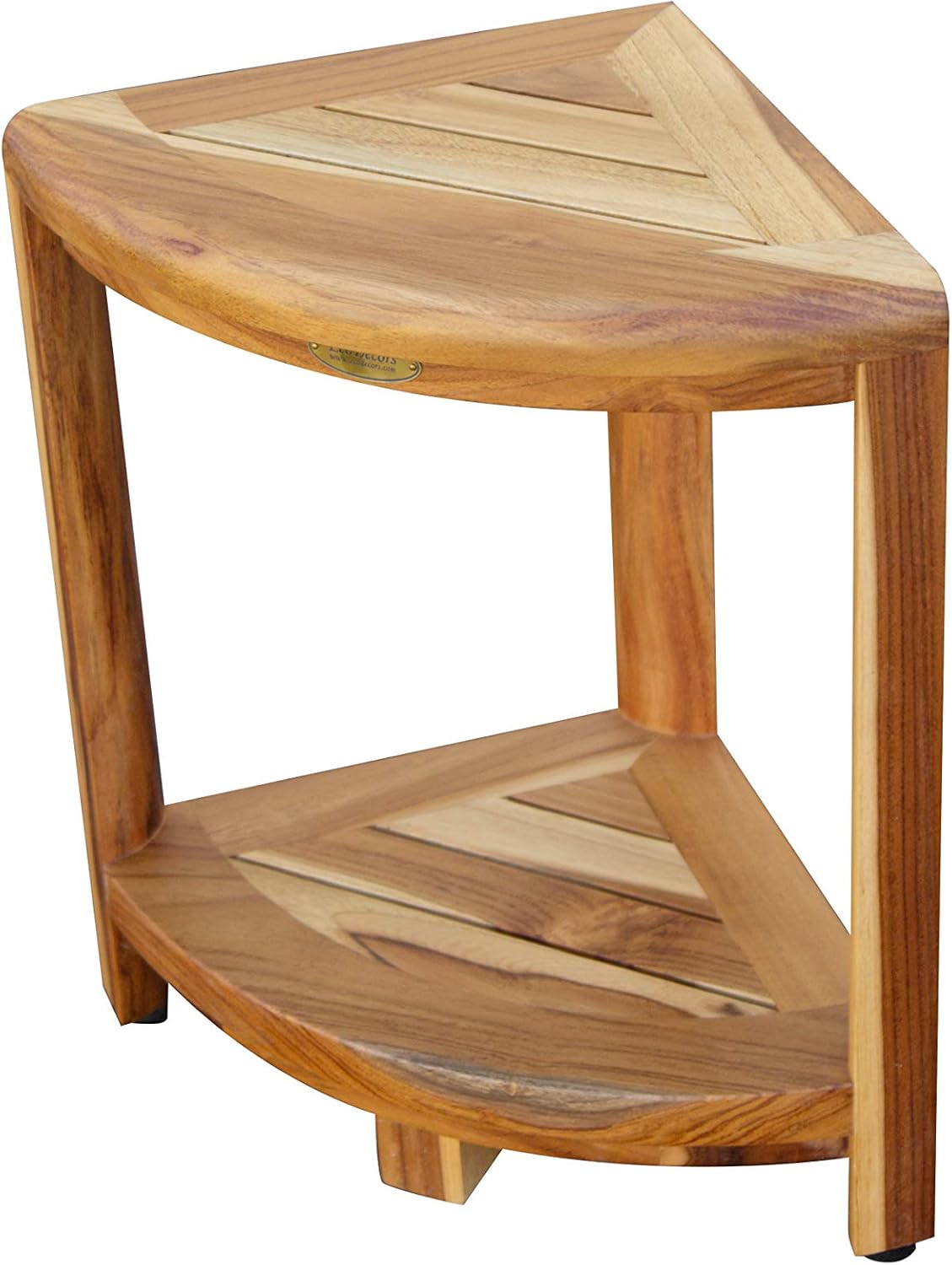 EcoDecors Oasis 2-Tier Teak Corner Shelf, Natural: Home & Kitchen