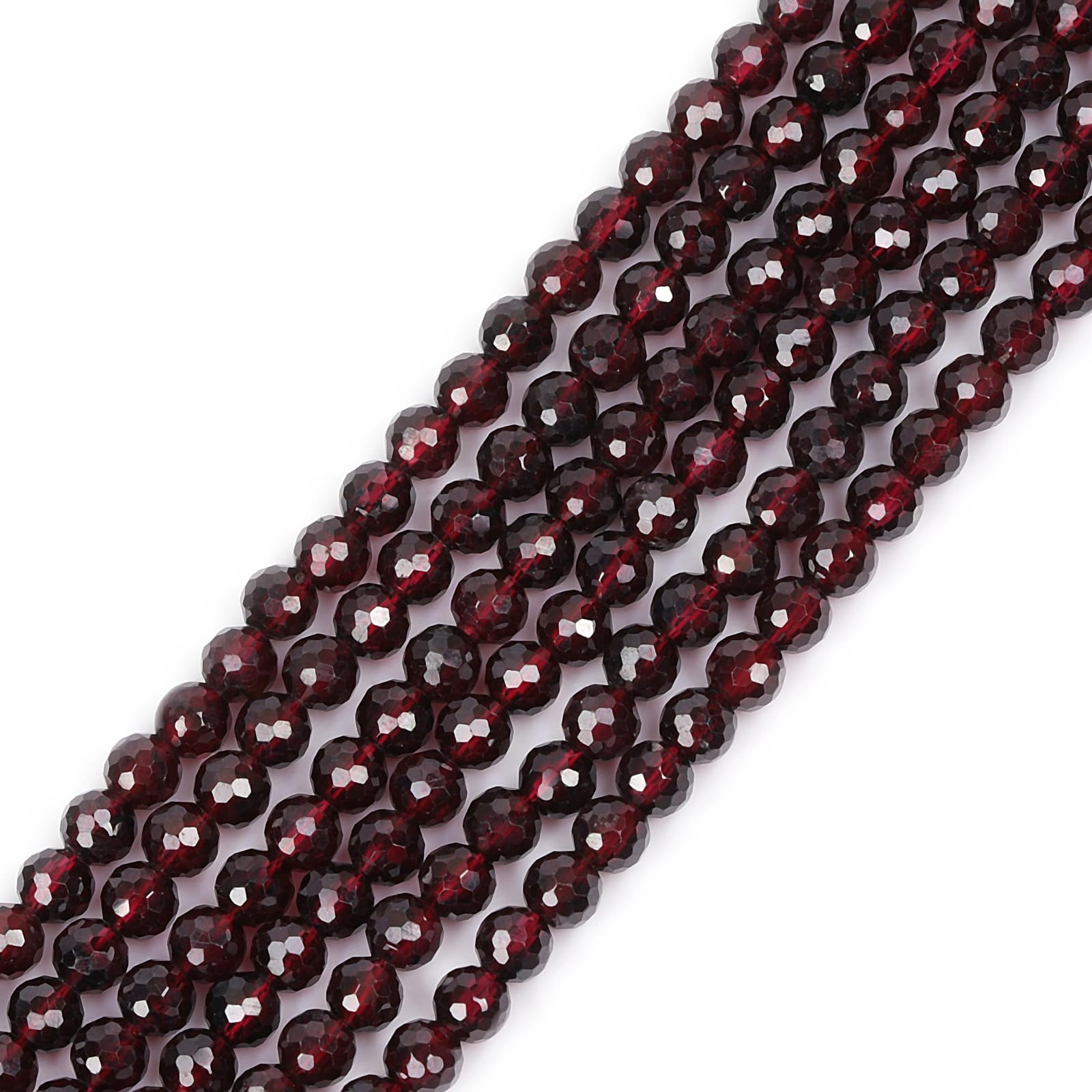 Sweet & Happy Girl's Store 4mm Round Faceted Gemstone Garnet Beads Strand 15 Inch Jewellery Making Beads