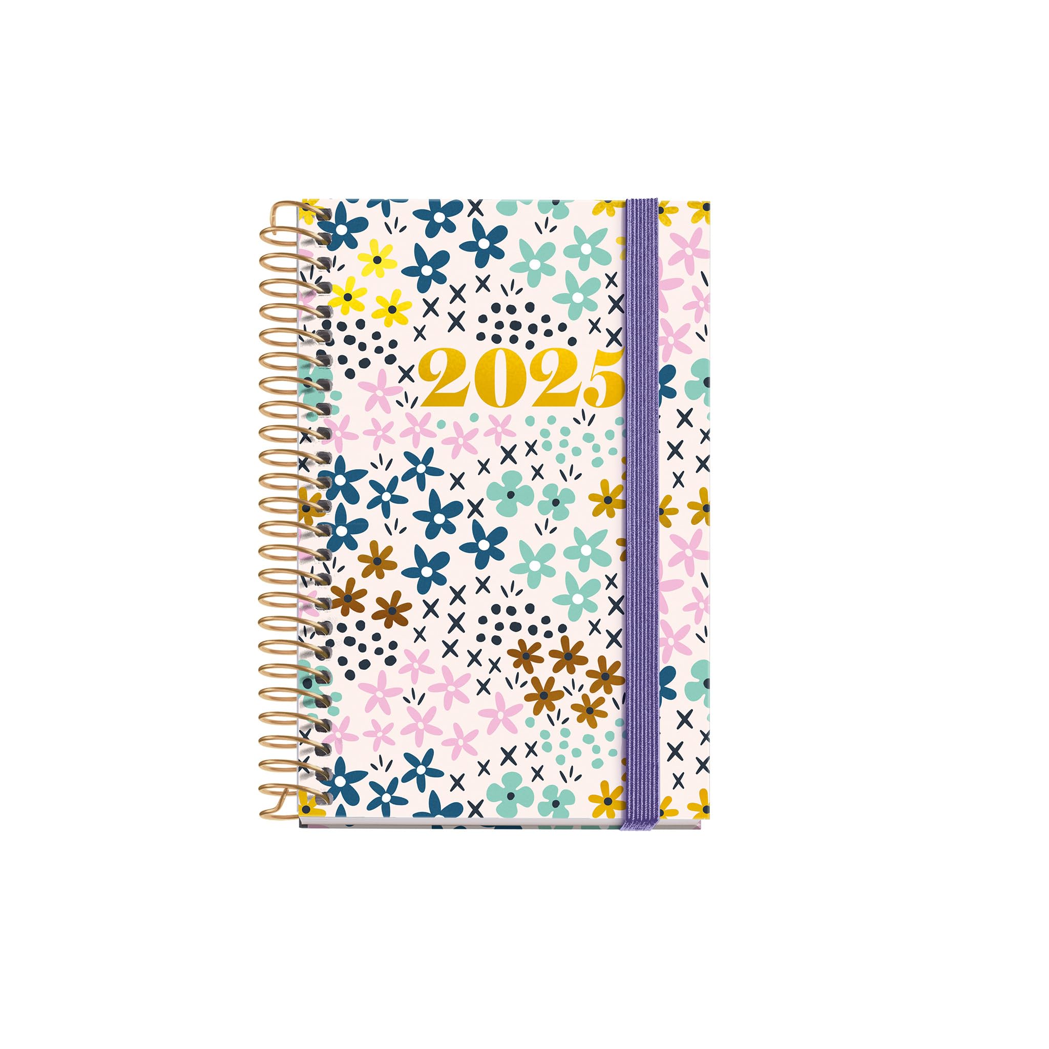 Miquelrius - 2025 Diary, 80 x 120 mm, Day Page Agenda, Laminated Cardboard Cover, Spiral, Elastic Closure, Paper 80 g/m², Catalan, English and Portuguese, Spring