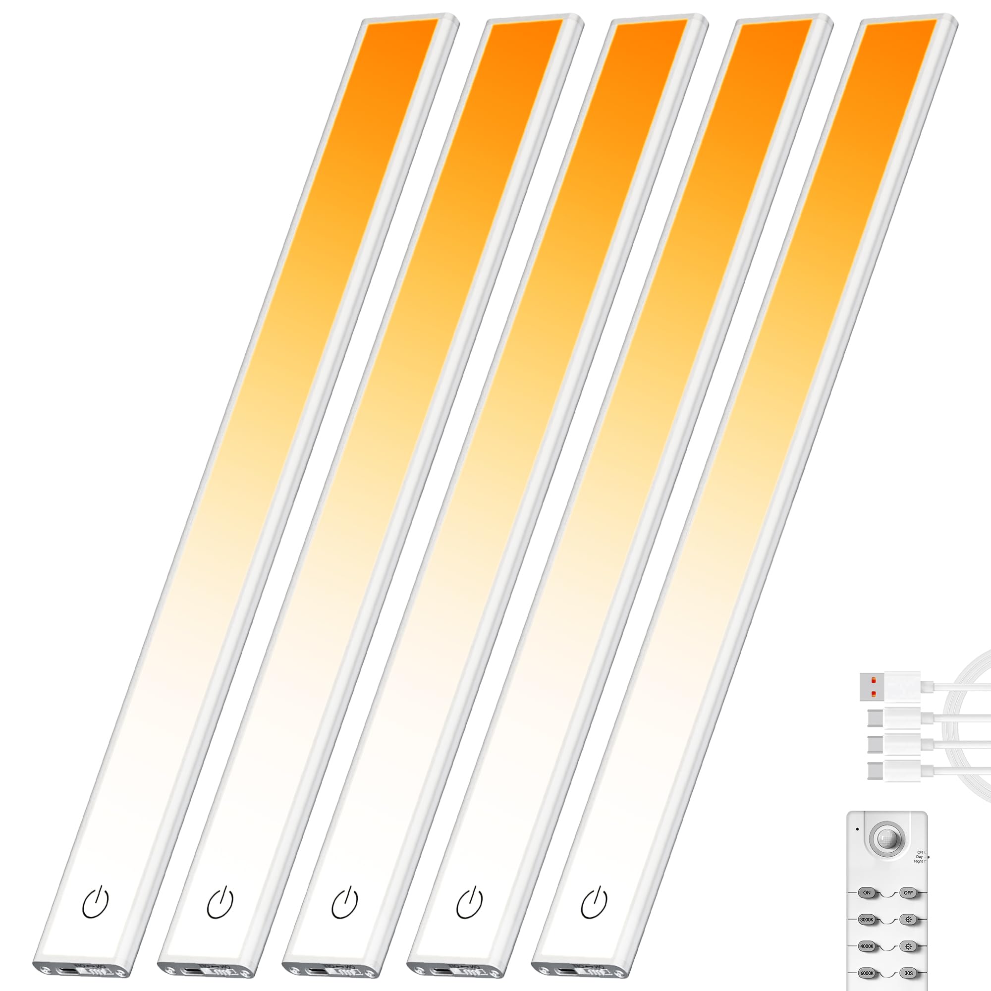 Photo 1 of 204 LED Under Cabinet Lights Wireless with Full Lighting,Rechargeable Closet Lights with Remote and Motion Sensor Indoor,Under Counter Light with CCT and Dimmable for Kitchen,Stair(5 Pack,23.6inch)