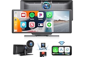 SIXWIN Portable Apple Carplay Wireless Car Stereo Receiver, 9.3 inch Apple car Play Display Screen GPS Navigation for Cars with Android Auto Bluetooth Google Assistant FM DVR Voice Control Backup Camera