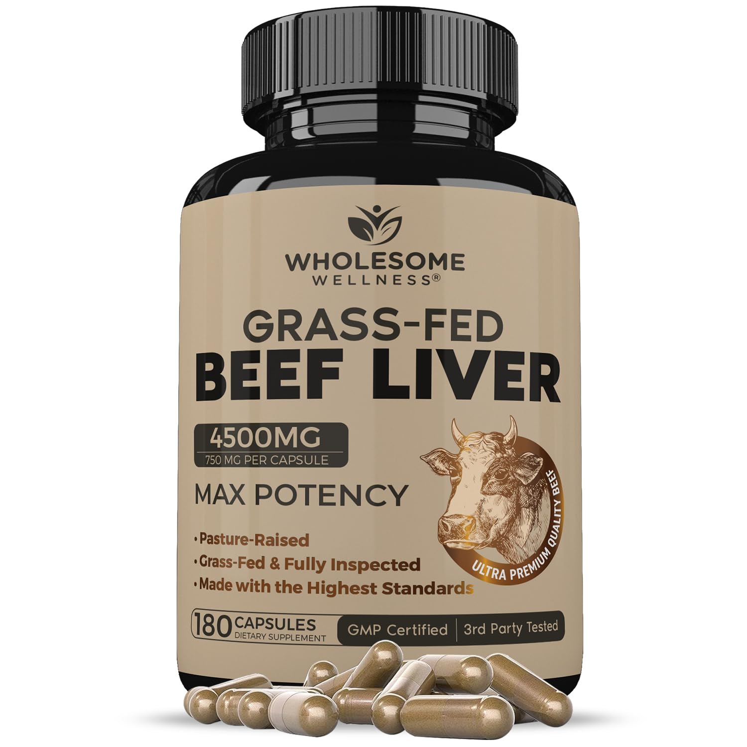 SMSHealthProducts Grass Fed Beef Liver Capsules - 360 Capsules (3 Pack)