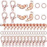 800 Pcs Jewelry Making Accessories Set with 100 Pieces Lobster Claw Clasp 200 Pieces Bead Tips Knot Covers and 500 Pieces Open Jump Ring Connectors DIY Jewelry Making Supplies(Rose Gold)