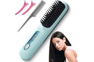 NIMEDALA Numoya Gobrush Pro-Numoya Portable Straightener Brush-Gobrush Pro, Hair Straightening Brush for Women-Rechargeable & Cordless (Blue)
