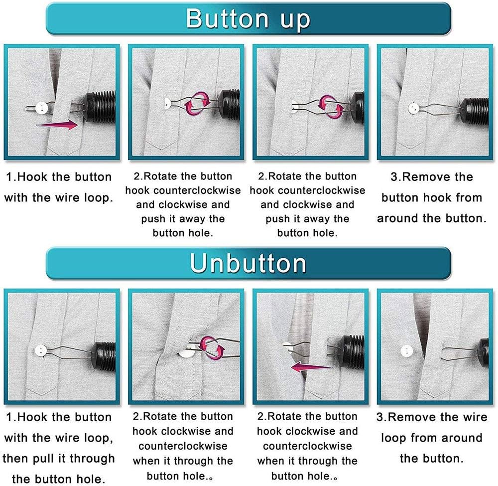Button Hook and Zipper Pull One Hand Buttons aids Button Assist Device: Health & Personal Care