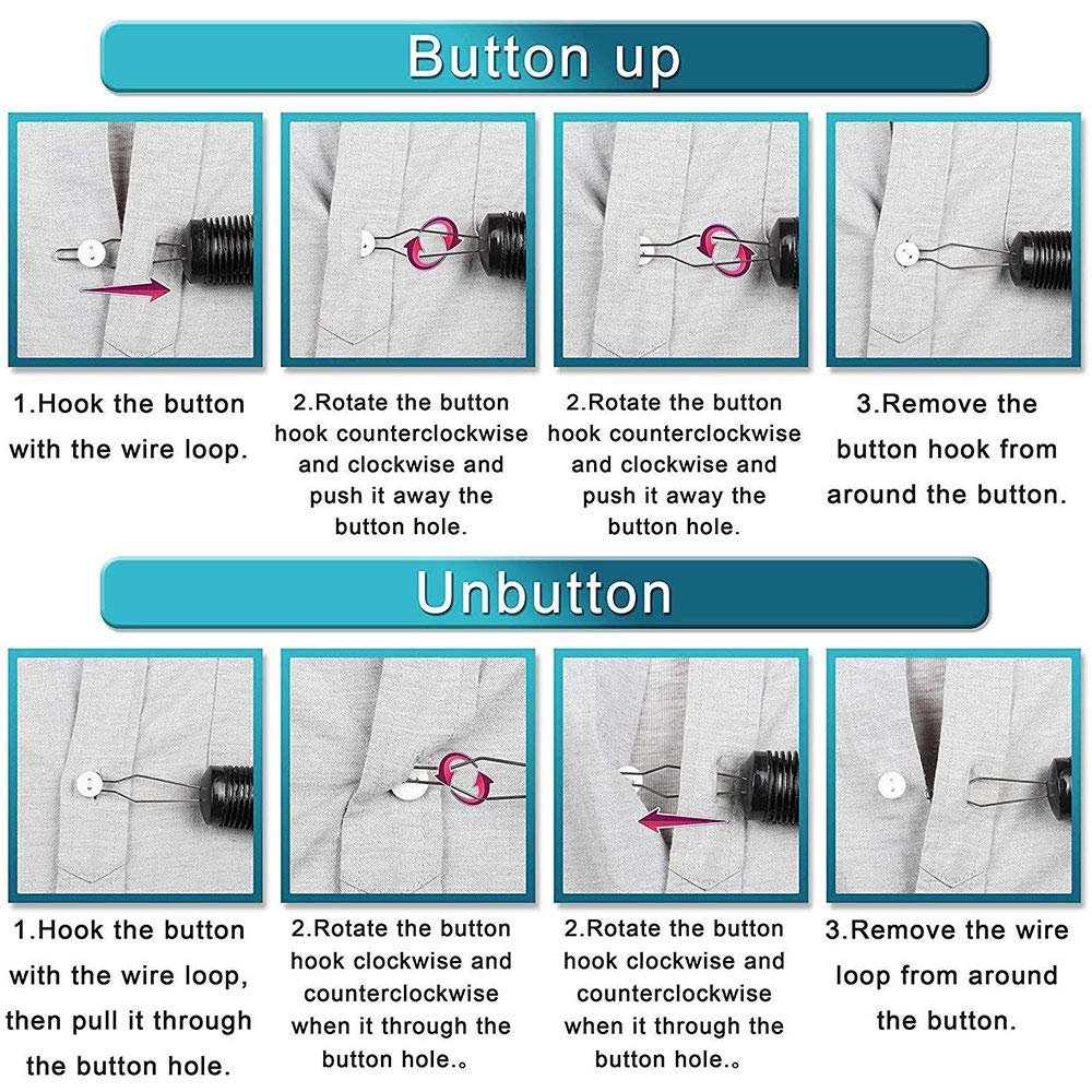 Button Hook and Zipper Pull One Hand Buttons aids Button Assist Device