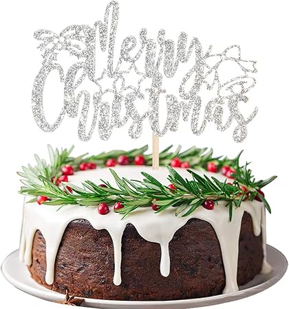 Amazon Co Jp シルバーメリークリスマスケーキトッパー メリークリスマスケーキデコレーション ハッピーニューイヤーパーティーデコレーション用品 おもちゃ