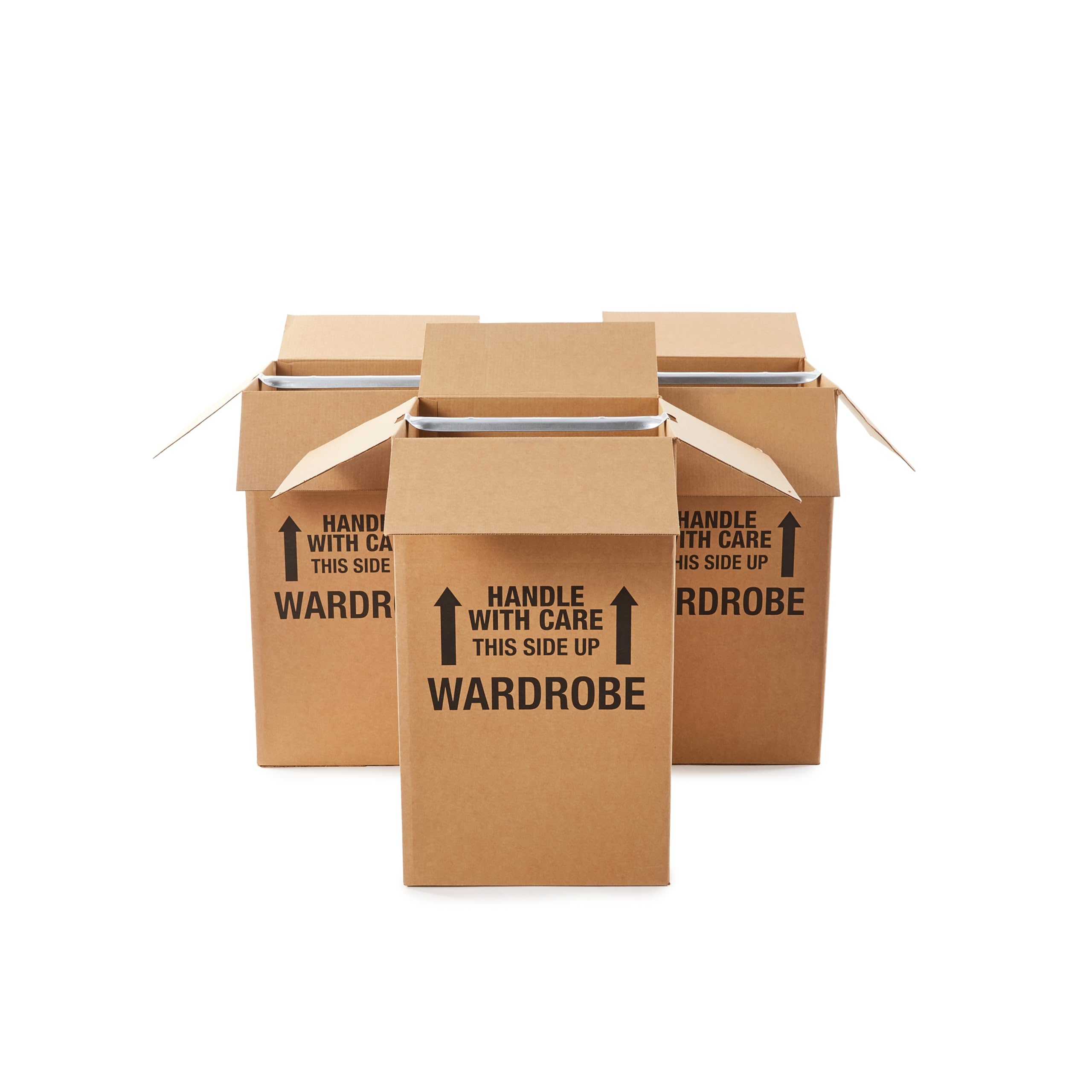 Photo 1 of ***ONLY 3/MISSING ONE BOX**Amazon Basics Wardrobe Clothing Moving Boxes with Bar,4Pack, Brown, 20" x 20" x 34"