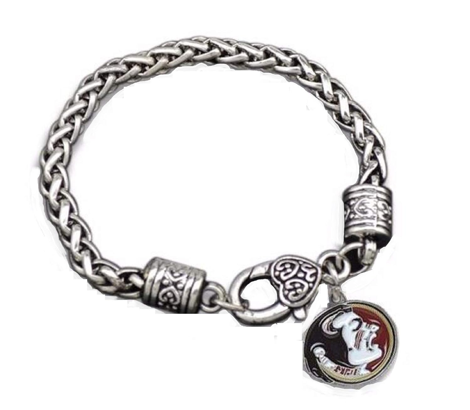 BAS Florida State Seminoles Zinc Alloy Bracelet with Seminole Charm 7 inch