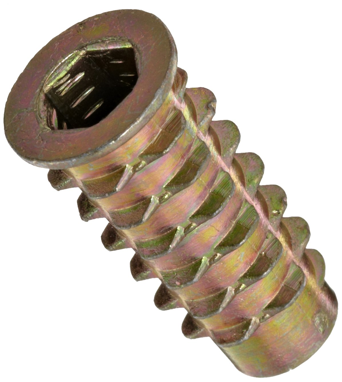 EZ Lok Threaded Insert, Zinc, HexFlanged, 1/4"20 Internal Threads