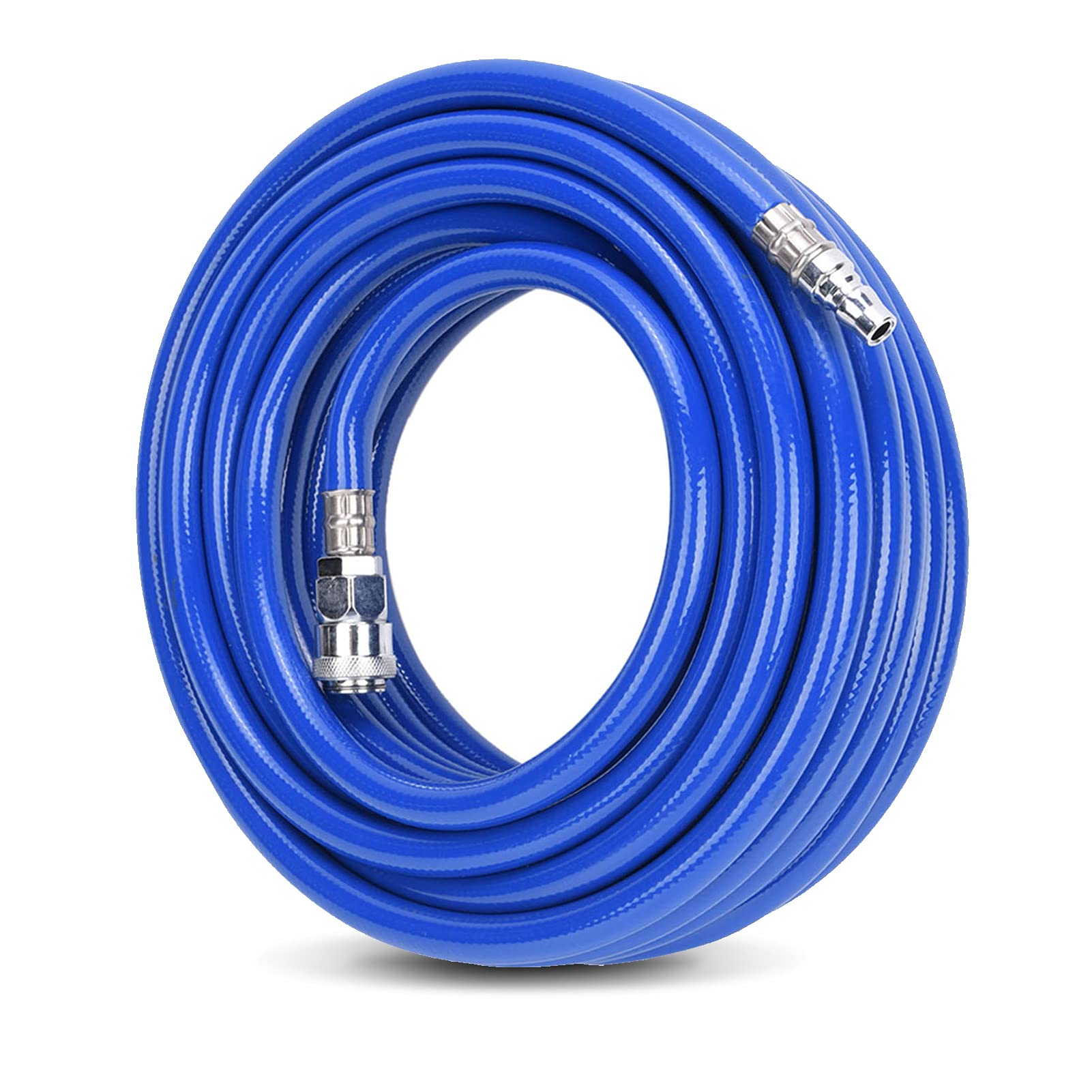 Air Compressor Hose, Air Hose for Compressors 15M Air Hose Flexible Pneumatic PVC Hose with Quick Connector Blue