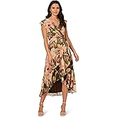 Adrianna Papell Womens Floral Hi Low Midi Dress