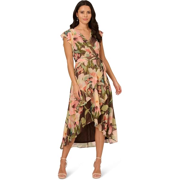 Amazon.com: Adrianna Papell Women's Tiered Chiffon Midi Dress, Green Multi,  2 : Clothing, Shoes & Jewelry
