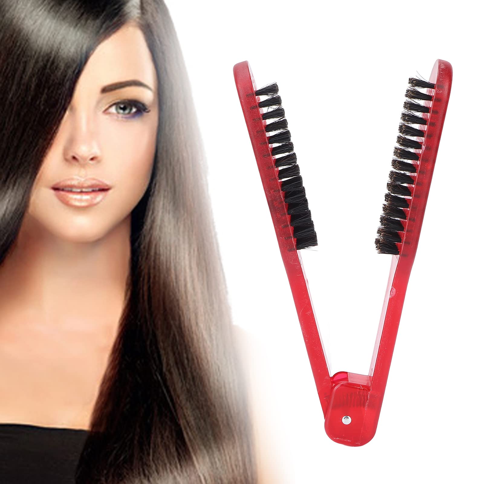 Clamp Comb, Bristle Hair Brush, Anti Static Heat Resistant, Double Sided Bristle Hair Brush Comb, Professional Hair Straightener(Red)