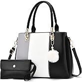 Women Handbags Large Tote Shoulder Bag Crossbody Bag for Women Color Stitching Top Handle Satchel Hobo 2pcs Purse Set