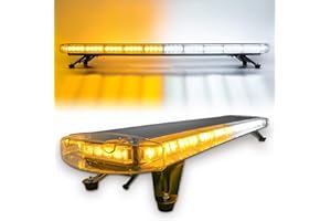 CUMART 47" 88 Amber White LED Extreme High Intensity Construction Emergency Warning Beacon Strobe Light Bar Rooftop Low Profile Law Enforcement Hazard Flashing For Tow Work Truck Vehicle Universal