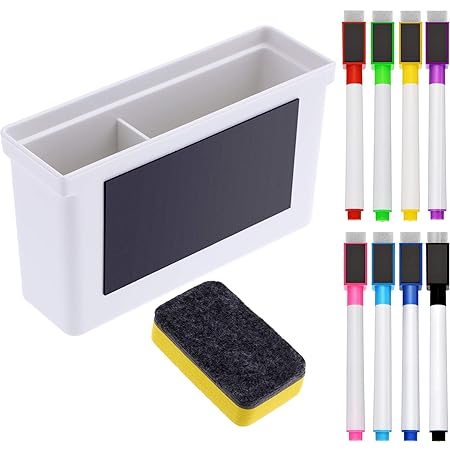 Whiteboard Magnetisch Kunststoff Halter, 8 Stück Bunte Magnetische Marker mit Radiergummi Kappe, Magnetisches Whiteboard Radi