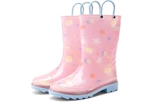 DREAM PAIRS Kids Rain Boots Cute Lightweight Waterproof with Pull-on Handles for Girls & Boys Toddler Outdoor Play