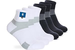 PERMANENTLY001 Cushioned Sports Socks for Men Women Athletic Training Tennis Running Workout Outdoor Moisture-wickking 6-Pack
