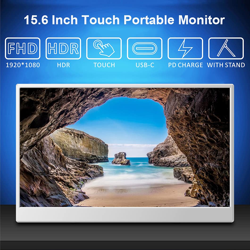 Magedok Touch Monitor 14 Inch 4K, 3840 x 2160.10 Point Capacitive Touch Screen, HDMI/USB C/Mini DP Interface, Integrated Speaker, VESA, Commercial Screen (1920 x 1080, 15.6 Inch IPS)