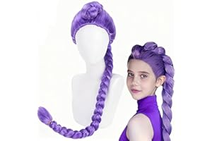 incohair Purple Braid Wig for Girls, Long Purple Cosplay Wig for Halloween Costume Party