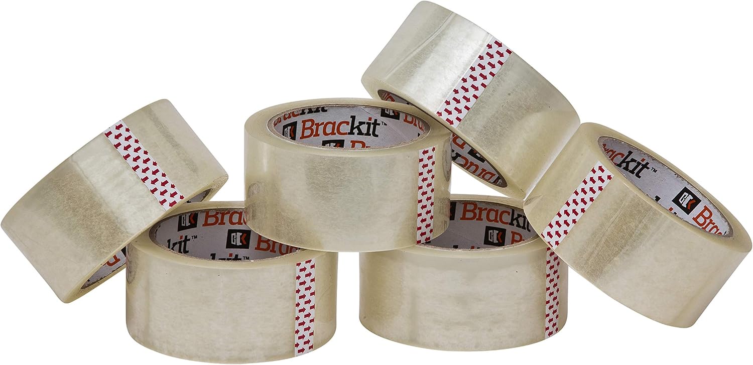 brackit Clear Packaging Tape, 48mm x 66m, Bulk Pack of 6 Rolls, Strong Heavy Duty Packing Tape for Regular Use or Moving - Image 4