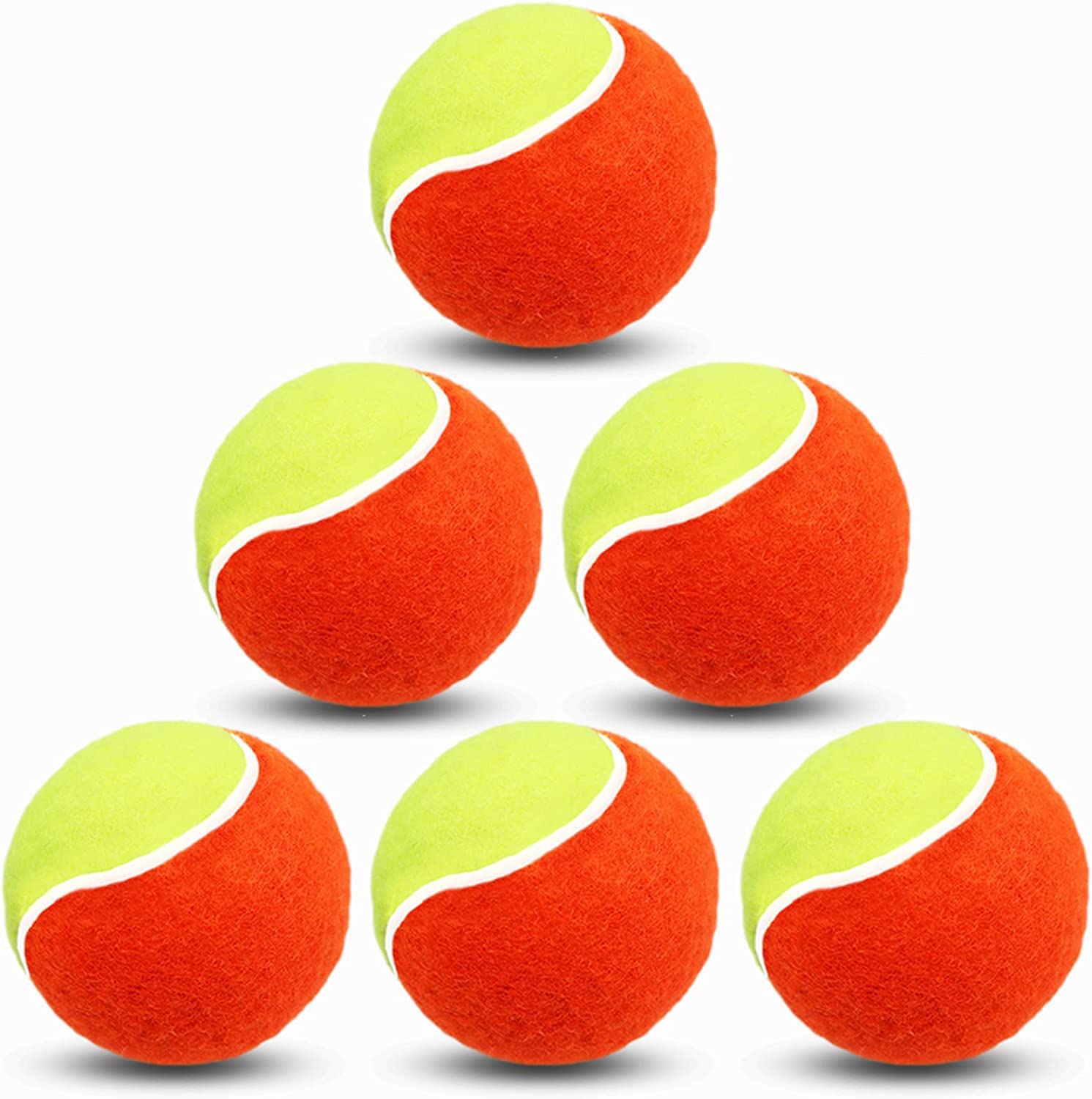 AXKAL Tennis Balls Bulk Orange for Kids Dogs Practice Low Compression Stage 9 16 Pack, Tennis Balls Non Slip Rubber Good for Beginner Training Ball Tool (6 Pack-Orange)