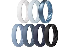 ThunderFit Women’s Silicone Wedding Rings – 5.5mm Wide, 2mm Thick Bridal Set of 7, Rubber Engagement Bands