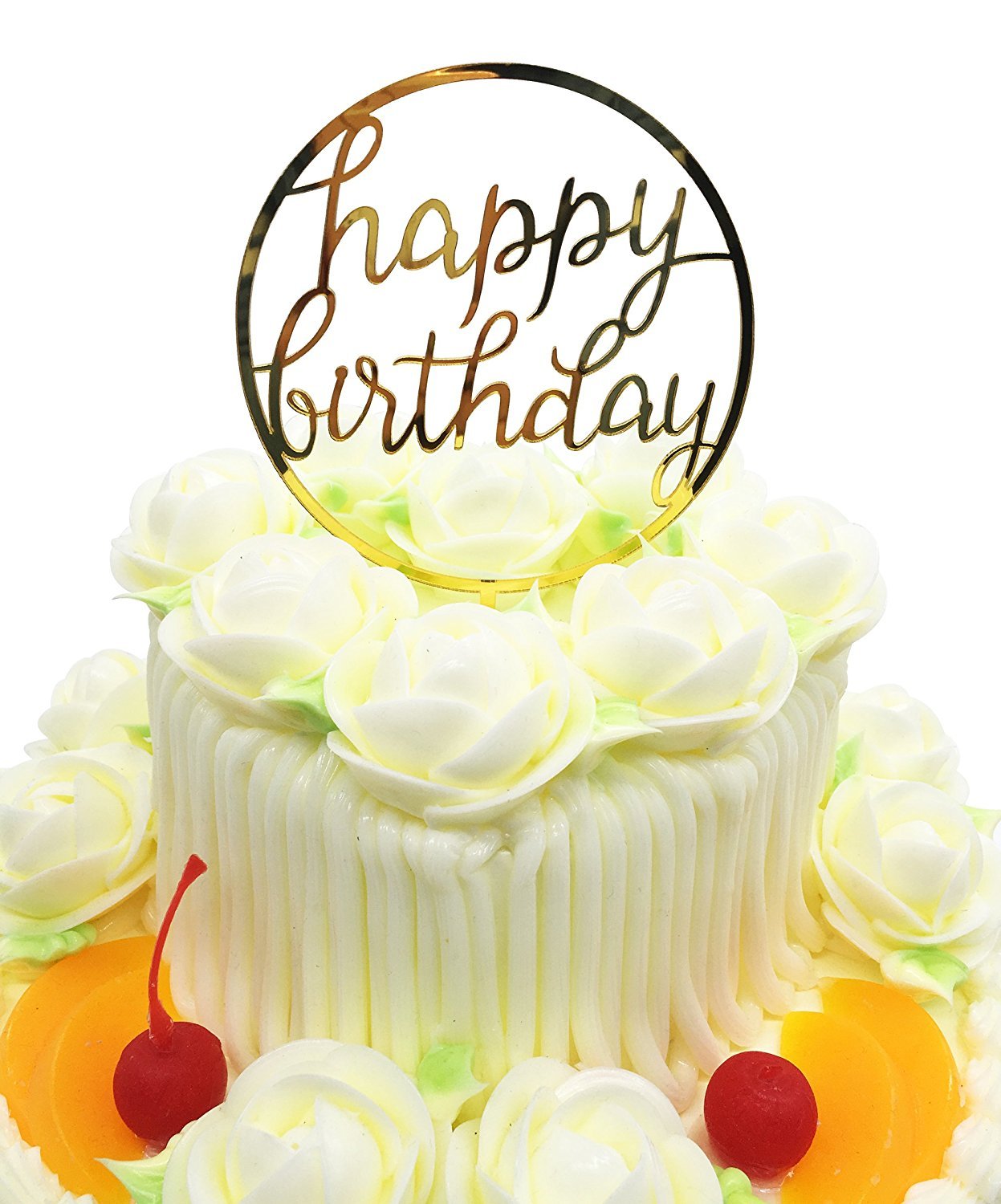 Decorations De Gateau Jeux Et Jouets Fait Main Carre Decoration De Gateau D Anniversaire Happy Birthday En Acrylique Dore Scintillant