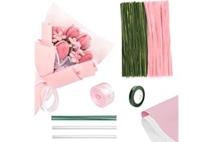 200 Pieces Pipe Cleaners Flower, Fuzzy Chenille Stems, Fuzzy Sticks Pipe Cleaners Craft Supplies for DIY Tulip Flower Bulk Ki