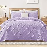 Exclusivo Mezcla Quilts Queen Size - Lilac Quilt Set Bedspread with 2 Pillow Shams, Modern Bedding Set with Striped Pattern, Soft Lightweight Bedspreads Queen Size for All Seasons