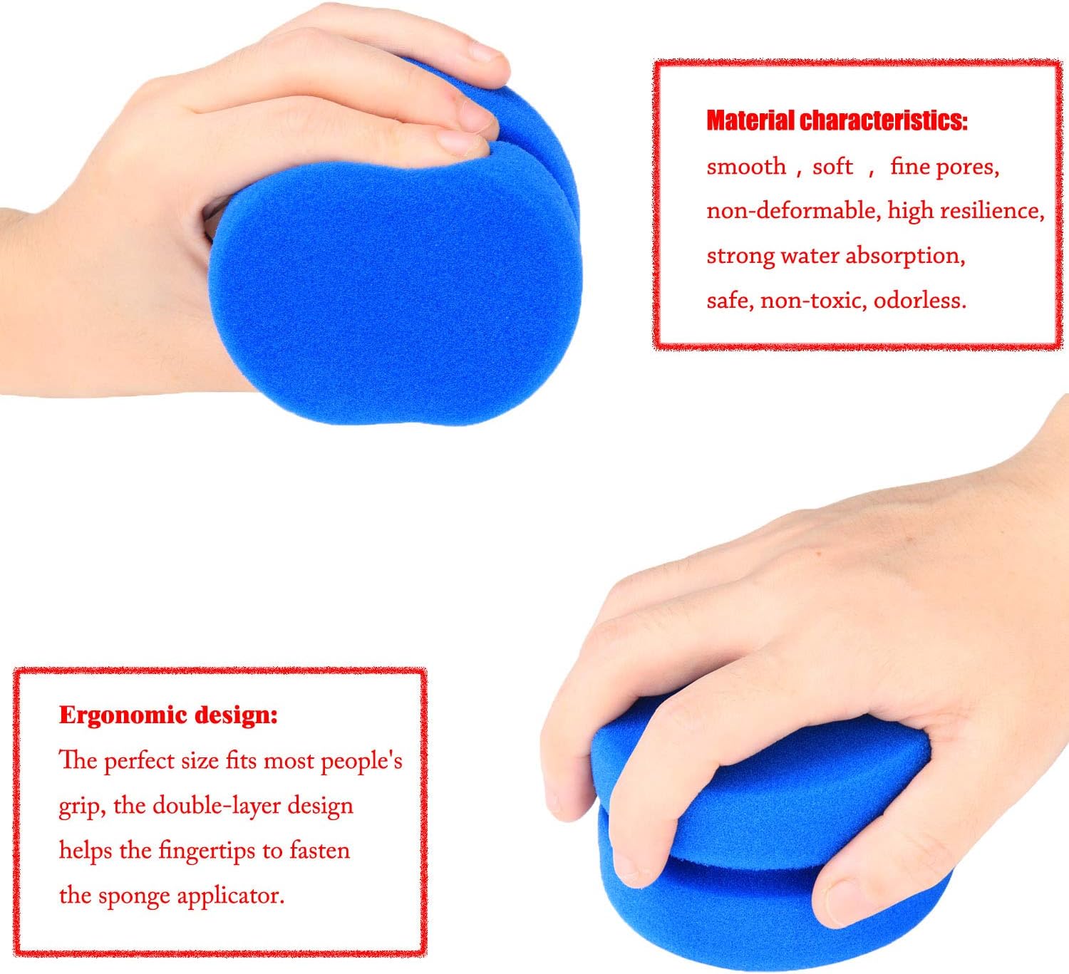 Paint Sponge Applicator, Complete with Mesh Hang Dry Storage Bag, Blue Double Layer Circular 3.15 Inch (2 Pack)