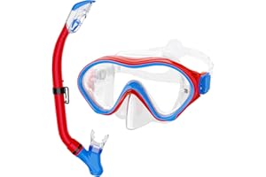 HH HHAO SPORT Snorkeling Gear for Kids with Foldable Silicone Full Dry Snorkel, Kids Snorkel Set Anti Leak Youth Junior Snorkeling Package Diving Mask Soft Tube with Mesh Bag Scuba Swimming Goggles
