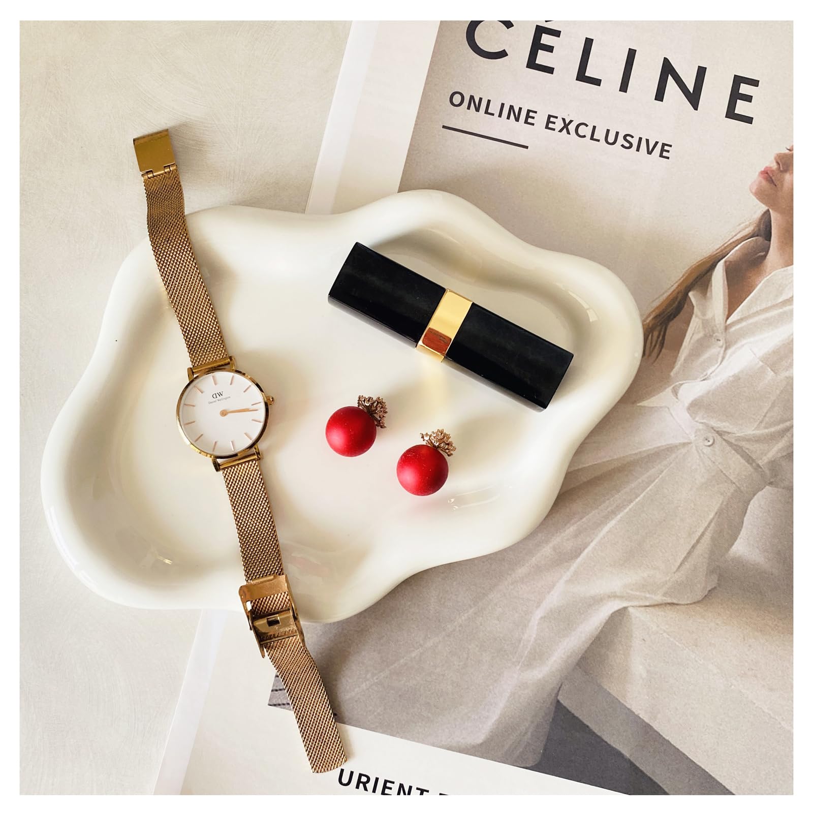 conviv Ceramic Jewelry Tray, Decor Trinket Dish,Watch Keys Tray, Cloud Shape Ceramic Plate, Gift for Women