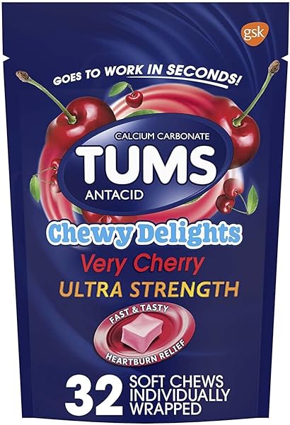 TUMS CHEWY DELIGHTS ULTRA STRENGTH SOFT CHEWS, VERY CHERRY 32 EA (PACK OF 2)