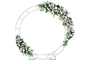 FOGEIN Double Round Backdrop Stand 6.5FT,Double Tubes Circle Balloon Arch Stand Frame,Metal Wedding Arch Backdrop Stand,Circle Arch Golden Arch for Birthday,Parties, Festivals Decorations(White)