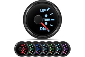 ARTILAURA Trim Gauge Meter 0-190ohms 7 Color UP-DN in Outboard Engine 52mm 2-1/6"for Yacht Boat Marine（Black）