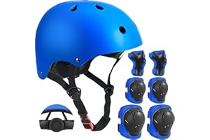 TCCVANAS Adjustable Kids Helmet with Knee Pad, Elbow Pads & Wrist Guards - Toddler Bike Helmets for Ages 3-5, 5-8, 8-14 Years - Perfect for Skating, Biking, Cycling, and Skateboard - for Boys and Girls