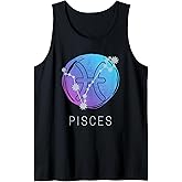 Pisces Zodiac Star Sign Watercolor Horoscope Constellation Tank Top