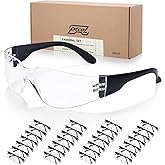 28 Pack Safety Glasses BLACK Frame (Bulk Pack of 24+4) Unisex Clear Anti-Scratch Protective Goggles Impact Resistant Lens Eye