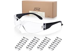 28 Pack Safety Glasses BLACK Frame (Bulk Pack of 24+4) Unisex Clear Anti-Scratch Protective Goggles Impact Resistant Lens Eye