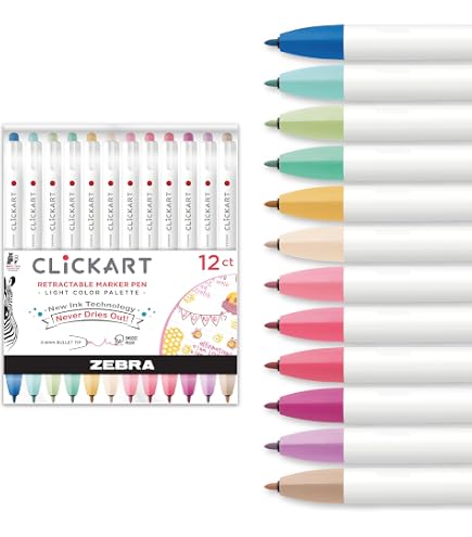 Amazon.com: Zebra Clickart Water-Based Pen Bright Light 12 Colors