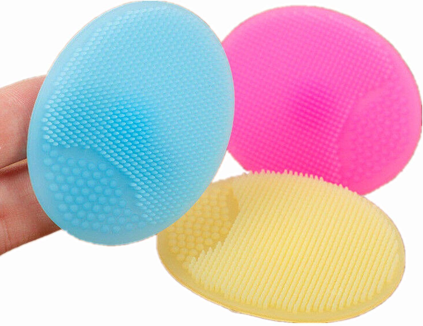 Silicone Face Scrubbers Exfoliator Brush-Facial Cleansing Brush Pad Value 3 6 Pack, Scrub Scrubby Pore Blackhead Removing Exfoliating-Unique For Girl Sister Friend (6 Pack, 2 Blue+2 Pink+2 Yellow)